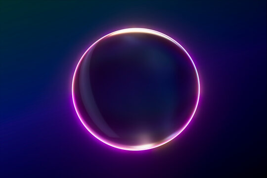 3D Neon Glass Orb Circle