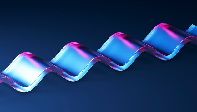 3D Cyan Glass Wave Ribbon