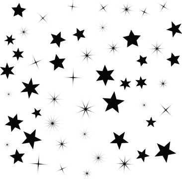 Black and White Starburst Pattern with Sparkling Stars for Backgrounds, Decorations, and Creative Design Projects