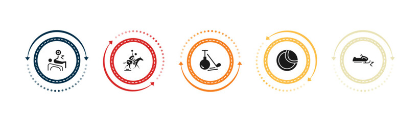 filled sport icons set - powerlifting, horseball, unicycling hockey, tennis ball. editable vector for web and mobile ui © IconArt