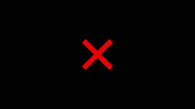 Animation of minimal incorrect cross symbol suspense concept. X or cross mark with size increasing and downing effect. 4k regulation.