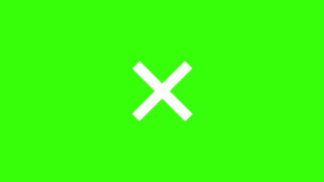 Animation of minimal incorrect cross symbol suspense concept. X or cross mark with size increasing and downing effect. 4k regulation.