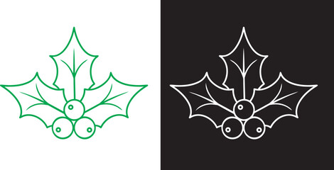 Christmas holly berry vector icon set.Christmas mistletoe Vector Illustration Isolated on White Background  © Silhouette aidiya