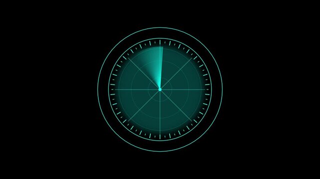 Abstract cyber sweeping radar navigation tracking sonar scanning animation. Technology radar device with enemy location tracking. 