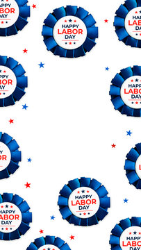 Blue ribbons and scattered stars creating a framework for labor day celebration