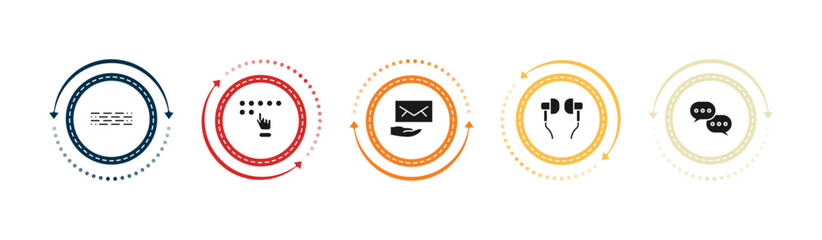filled communication icons set - morse code, braille, receiving email, hands free. editable vector for web and mobile ui © IconArt