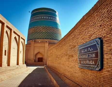 khiva chon kala historic quarter plaque in uzbekistan