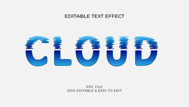 Modern blue Cloud wave ripple split editable text effect vector illustration