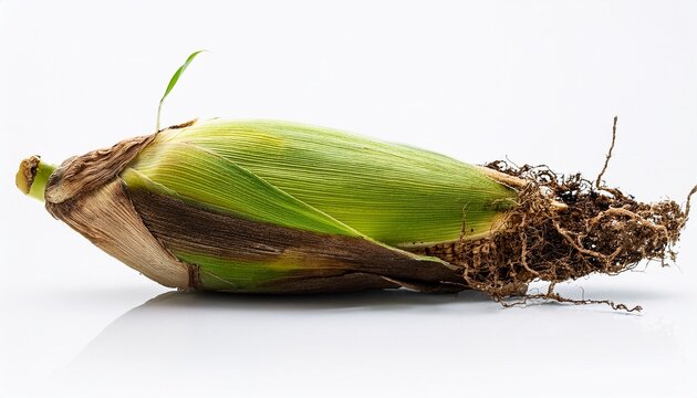 corn plant bark and root backgrounwhite background