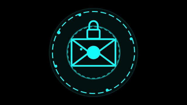 Secure email communication icon representing data privacy and confidentiality with a locked envelope concept in a digital network environment, perfect for cybersecurity themes