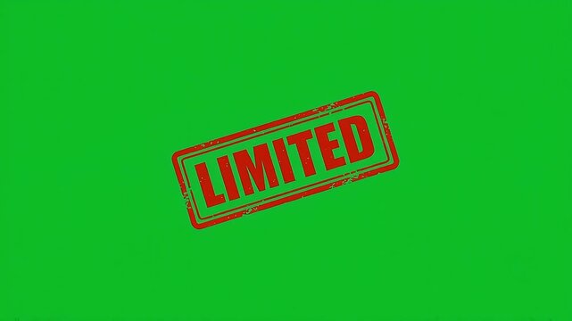 Red Limited Stamp Animation on Green Screen Chroma Key, Motion Graphics Video