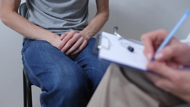 Male Patient Consulting Doctor About Prostate Inflammation, Bladder Disease and Prostate Cancer