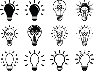 Icon, Bulb, Light, Lightbulb, Idea, Lamp, Creative, Think, Line, Vector, Symbol, Intelligent, Electric, Concept, Bright, Outline, Flat © Tasnim Hossain