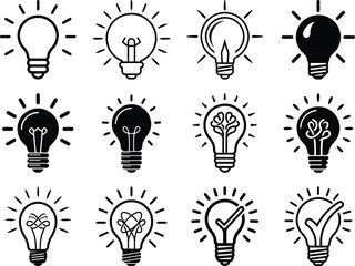 Icon, Bulb, Light, Lightbulb, Idea, Lamp, Creative, Think, Line, Vector, Symbol, Intelligent, Electric, Concept, Bright, Outline, Flat © Tasnim Hossain