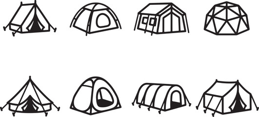Variety of different tent styles illustration © Torikul