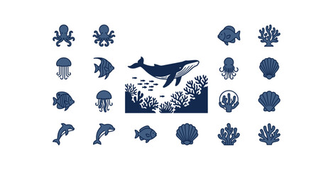 Marine Life Icon Set © Indah