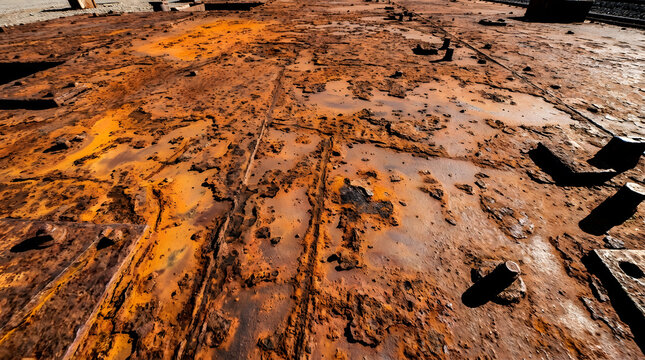 Weathered rusty metal surface texture background flaking paint industrial decay