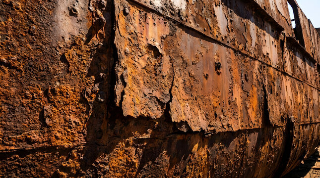Weathered rusty metal surface texture background flaking paint industrial decay
