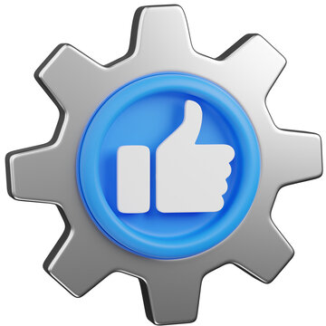 3d render setting with  thumbs up symbol  fole like   configurationicon 