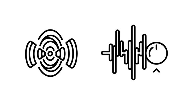 Phaser plugin and tremolo controller audio effect icons with controller production modulation waveform processing software interface engineering oscillation minimalist equipment