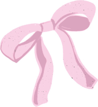 Pink Ribbon Bow &ndash; Hand Drawn Decorative Illustration