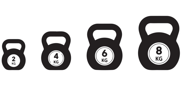 Kettlebell Fitness Icons Set Gym Weight Training Vector illustrator eps10