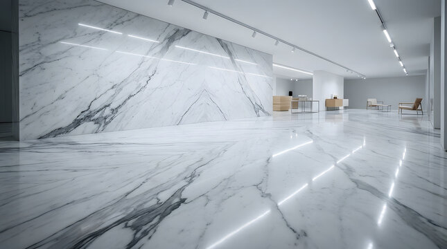 Luxury white marble tile floor texture background with reflections