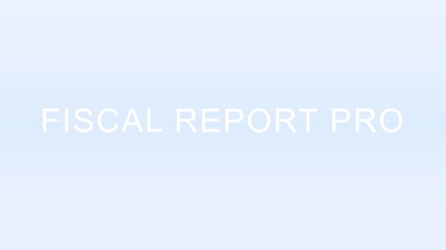 Fiscal report pro text animation on clean blue 4k background, for business financial, presentation finance