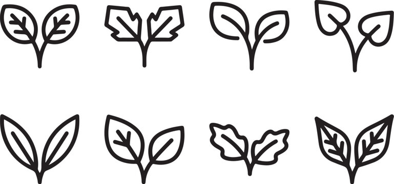 Simple botanical leaf trio vector illustration