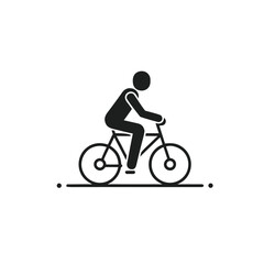 Obraz premium Bicycle Rider Vector Icon. Black Cyclist Silhouette and Editable Stroke Line Symbol.