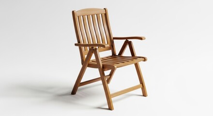 Fototapeta premium Wooden folding chair isolated on white background