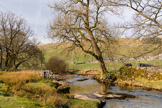 A spring pastoral HDR image of the River Skirfare, at Halton Gill in Littondale, in the Yorkshire dales National Park, England.