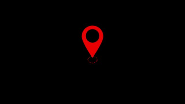 Animated location pin icon with transparent background, GPS map pointer and navigation marker with alpha channel, 4K motion graphic