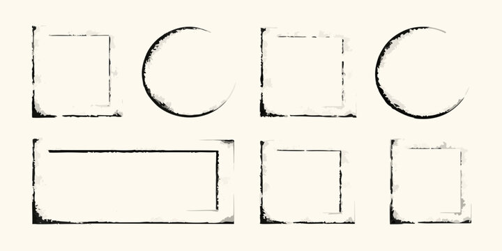 sketchy outline frames on beige background rectangular oval hand drawn illustration vector graphic design