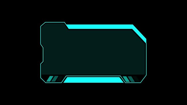 Hud frame modules present cyan futuristic display screens with copy space fields. Modern software presentation toolkit integrate this hud frame asset. Digital hud frame panels glow.