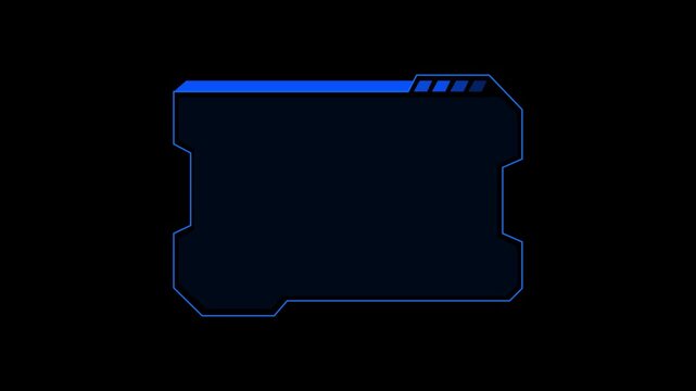 Hud frame components display dark blue futuristic accents across black panels. Cybernetic interface design toolkit integrate this hud frame asset. Digital hud frame panels glow.