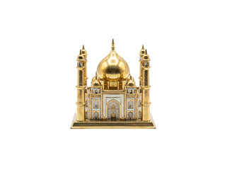 Obraz premium Golden miniature of Taj Mahal monument on transparent background