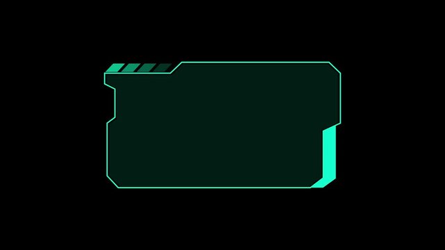 Hud frame elements project teal and cyan segmented lines across dark spaces. Modern cybernetic interface packages leverage this hud frame design asset. Digital hud frame panels glow.