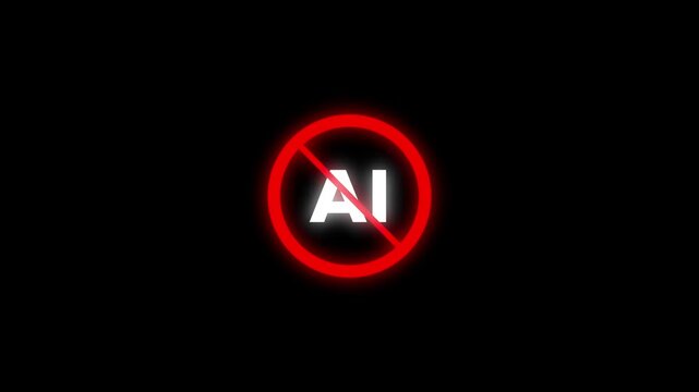 No ai symbol sign, artificial intelligence prohibition digital ethics concept