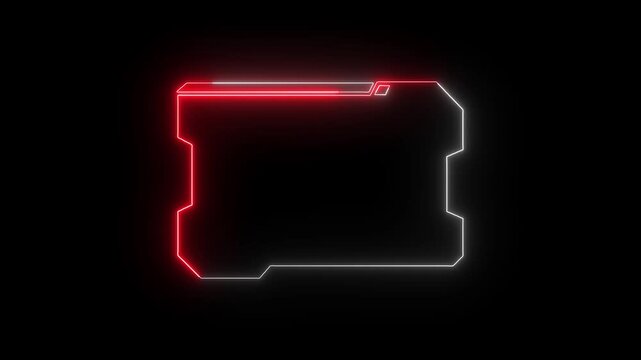 Neon frame structures display red and white geometric shapes across black. Video transition production packages leverage this clean neon frame asset. Digital neon frame borders shine.