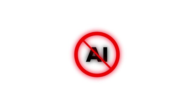 No ai symbol sign animation, artificial intelligence prohibition concept