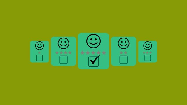 Five star customer feedback rating concept with smiley face