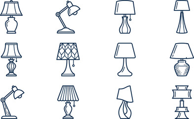Fototapeta premium Collection of Various Table Lamps.