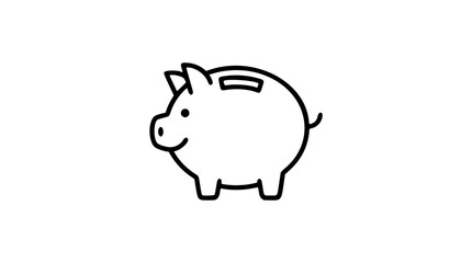Minimalist line art piggy bank vector icon illustration. Hand-drawn outline style savings money bank symbol. Clean scalable graphic design element for finance apps and websites. Simple contour. © Sobia