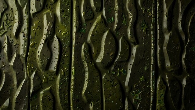 Dark Green Textured Architectural Wall Panel with Organic Relief Pattern and Metallic Shimmer for Luxury Interior Design Background