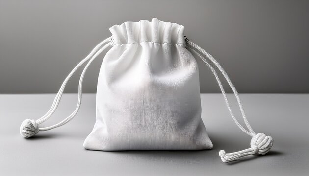 small white fabric drawstring pouch bag for jewelry or small gift items