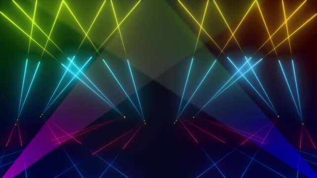 High speed laser light show on black background with flashing blue colored laser beams. This music performance nightlife background animation is full HF and a seamless loop.