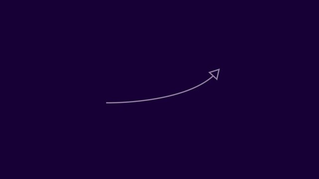 Animated white single arrow hand drawn shape with alpha channel. CK black brush stroke upward left arrow animation for U tutorials presentations creative navigation element artistic hand drawn