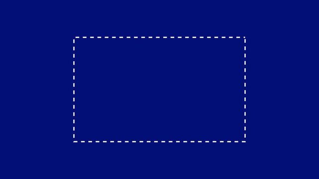 Dotted line rectangle frame animation on black background. PK minimal border path motion. border frame dotted line animation