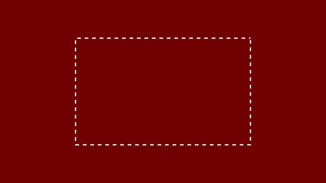 Dotted line rectangle frame animation on black background. CK minimal border path motion. border frame dotted line animation